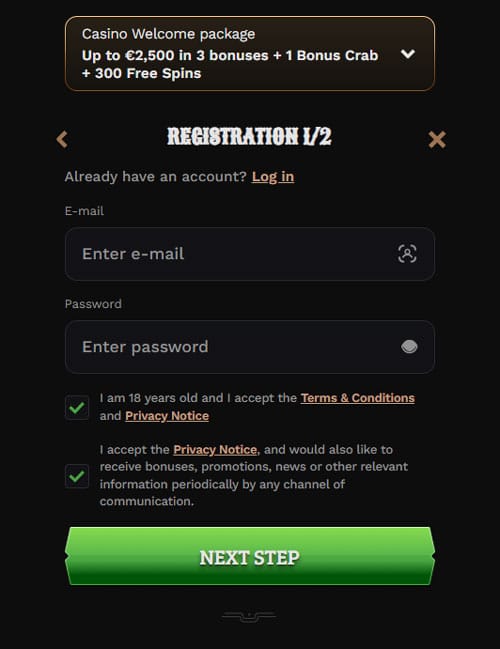 Wildsino Registration Process